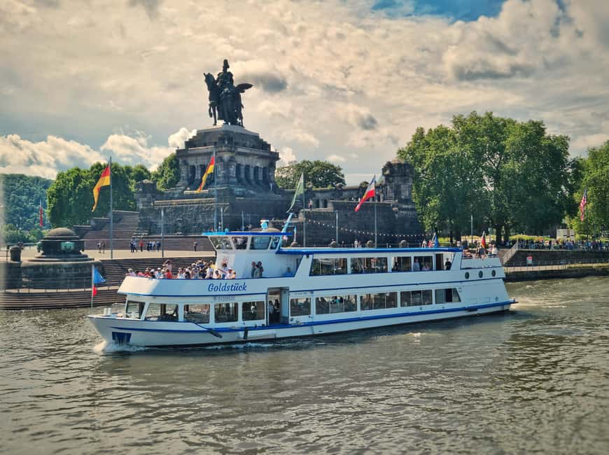 2-River Day-trip by boat to Koblenz and return from Alken - Entering Koblenz at the meeting of two rivers