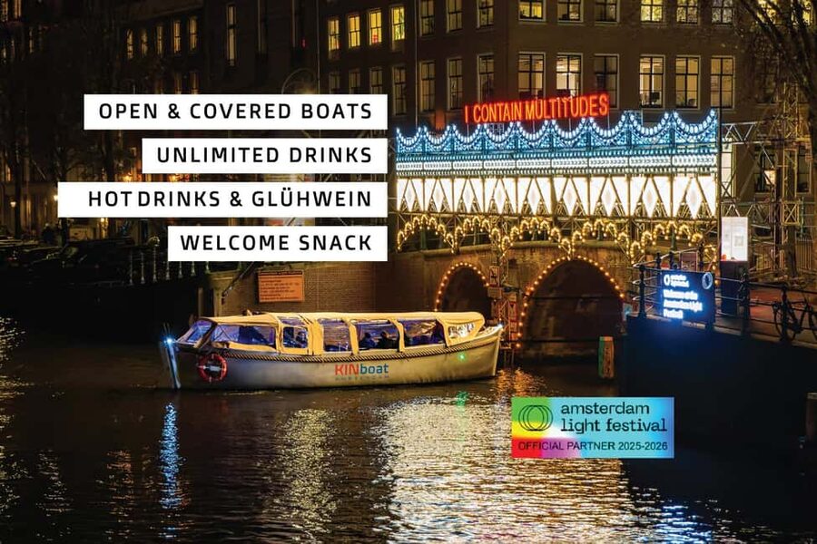 Amsterdam: Light Festival Canal Cruise w/Snack and Hot Drink - Boarding near Central Station
