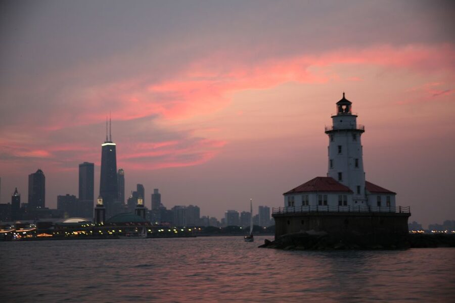 Chicago by Night River and Lake Cruise - The Chicago River: towers close enough to touch