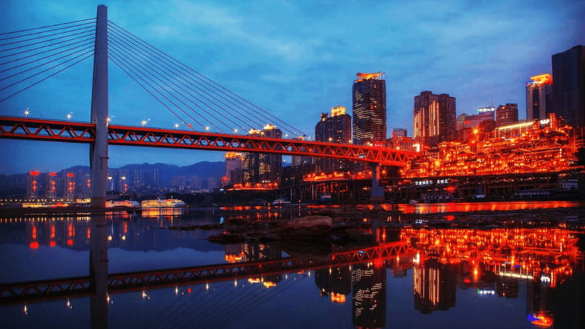 Chongqing: Two Rivers Night Cruise- Yangtze & Jialing Rivers - Chongqing after dark from the Hongyadong pier