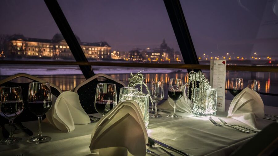 Dresden: Evening River Cruise with Dinner - Leaving Dresden as the Lights Come On