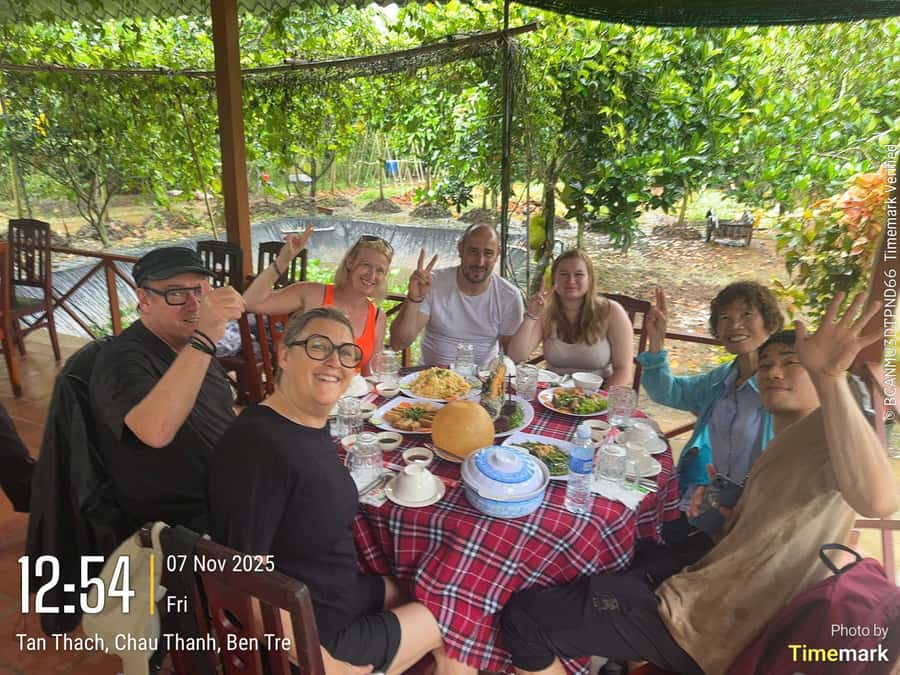 HCM: Authentic Mekong Delta - Boat, TukTuk, Khot Cake Making - Coconut Island, village paths, and the tuk-tuk ride