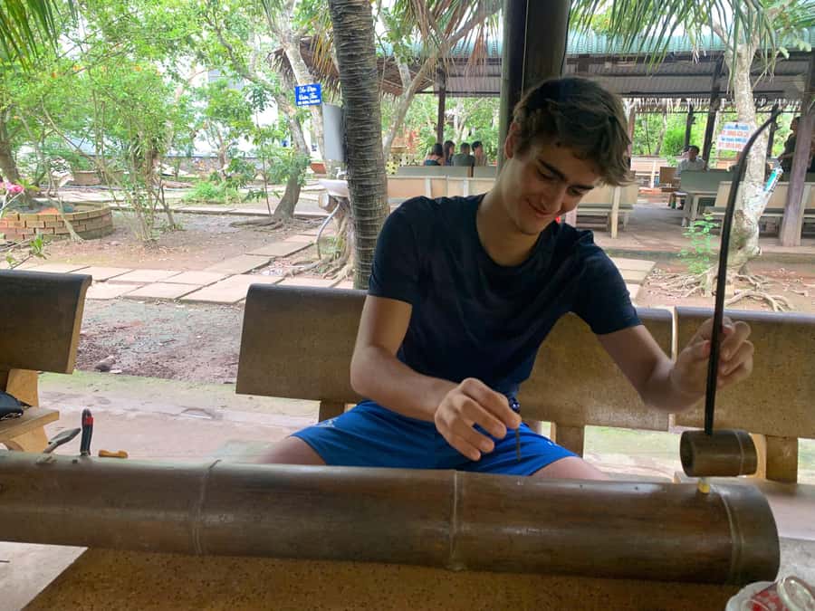 HCM: Authentic Mekong Delta - Boat, TukTuk, Khot Cake Making - Lunch, free time, and the return trip