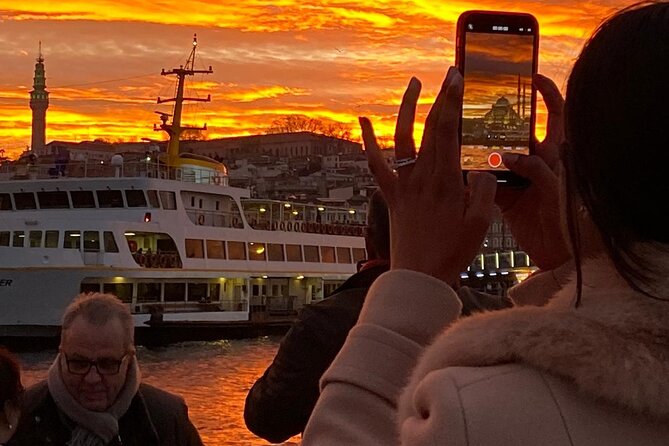 Istanbul Sunset Cruise on the Bosphorus - Galata Bridge, Galata Tower, and the modern harbor