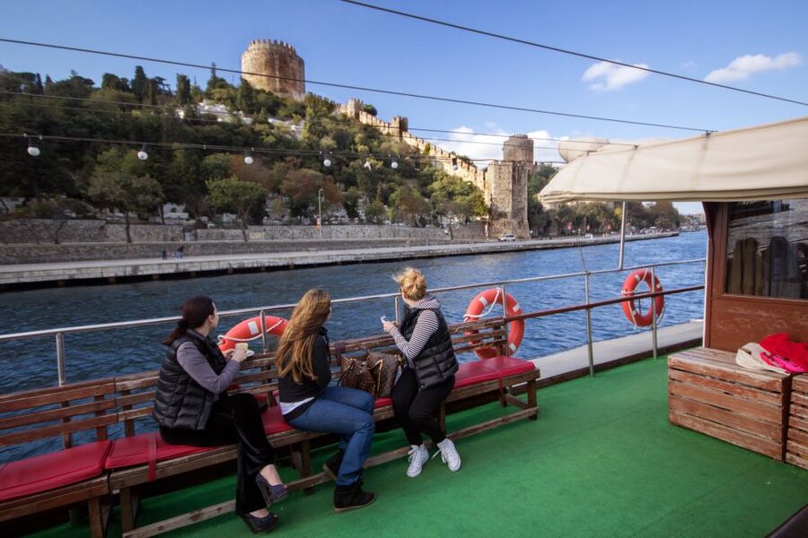 Morning Bosphorus Cruise and Spice Bazaar - The Bosphorus Bridge from the water