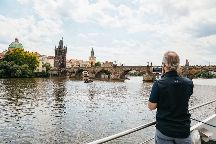 Prague: Vltava River Lunch Cruise in an Open-Top Glass Boat - Key points at a glance
