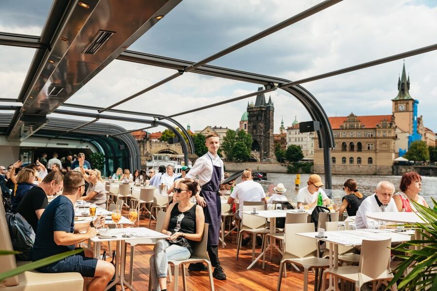 Prague: Vltava River Lunch Cruise in an Open-Top Glass Boat - A Czech aperitif, then a buffet worth timing well