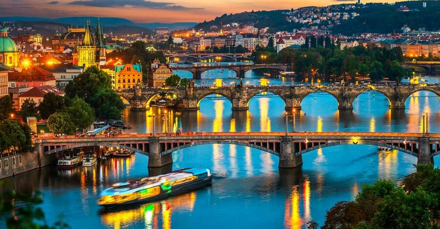 Prague: Vltava River Night Cruise with Buffet - Petřín Hill, Rudolfinum, and Vyšehrad