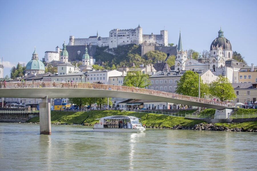 Salzburg: River Cruise, Dinner & Fortress Concert - Reaching Hohensalzburg Fortress by funicular