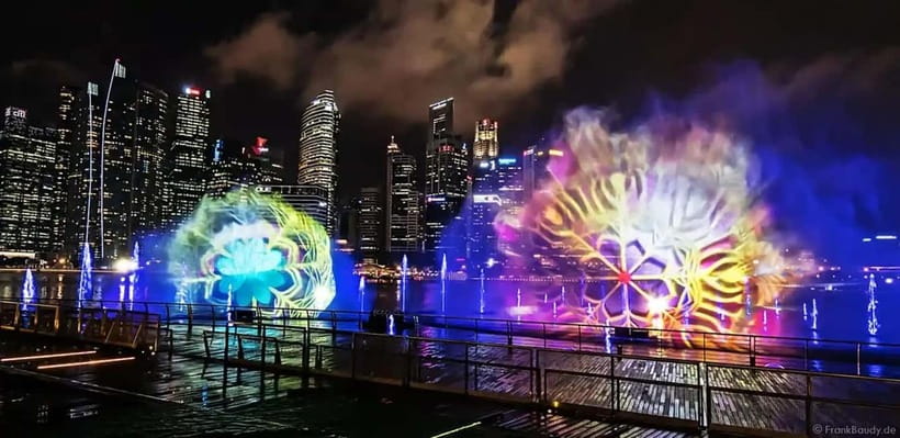 Singapore River Cruise, Garden Rhapsody & Spectra by CYT - Clarke Quay and the river as evening arrives
